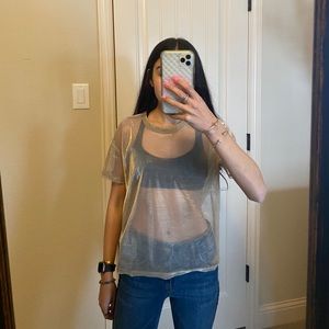 Urban Outfitters Sheer Gold Top